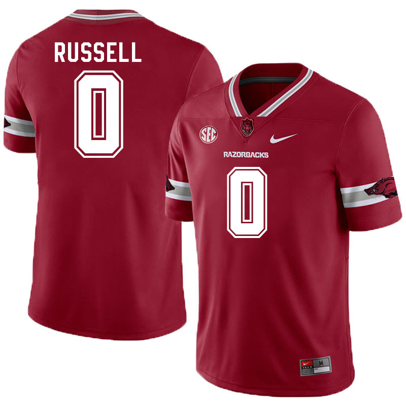 Men #0 Braylen Russell Arkansas Razorbacks College Football Jerseys Stitched-Alternate Cardinal